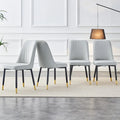 Chaises de salle à manger modernes avec dossier et assise rembourrés en similicuir, pieds en métal, pour salle à manger, salon et chambre à coucher