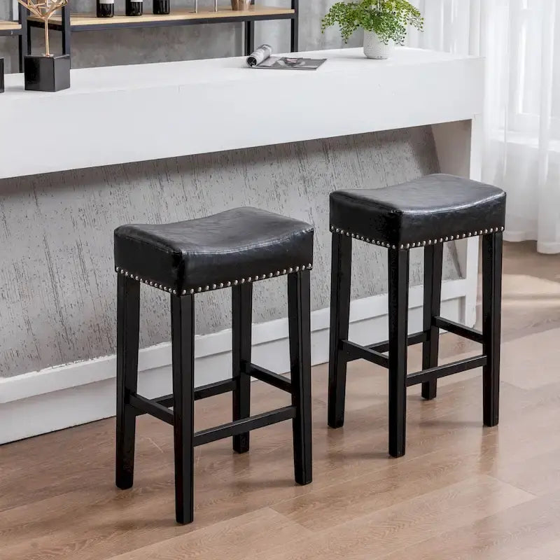 Tabourets de bar hauteur comptoir 29 pouces pour îlot de cuisine sans dossier en similicuir, chaises de ferme