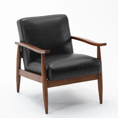 Fauteuil d'appoint Anna en similicuir avec piètement en bois