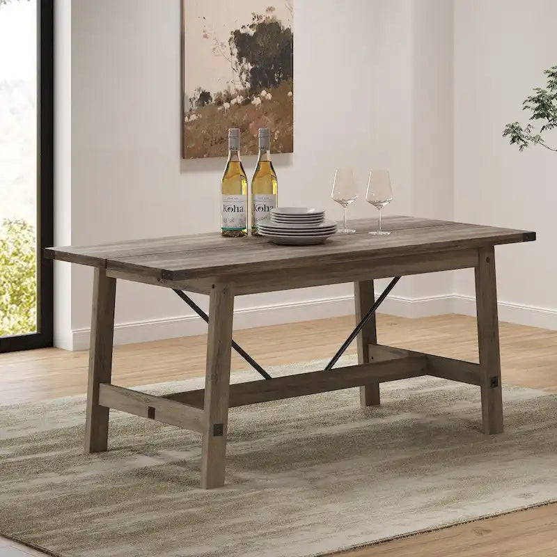Table de salle à manger rustique et moderne pour 6 personnes