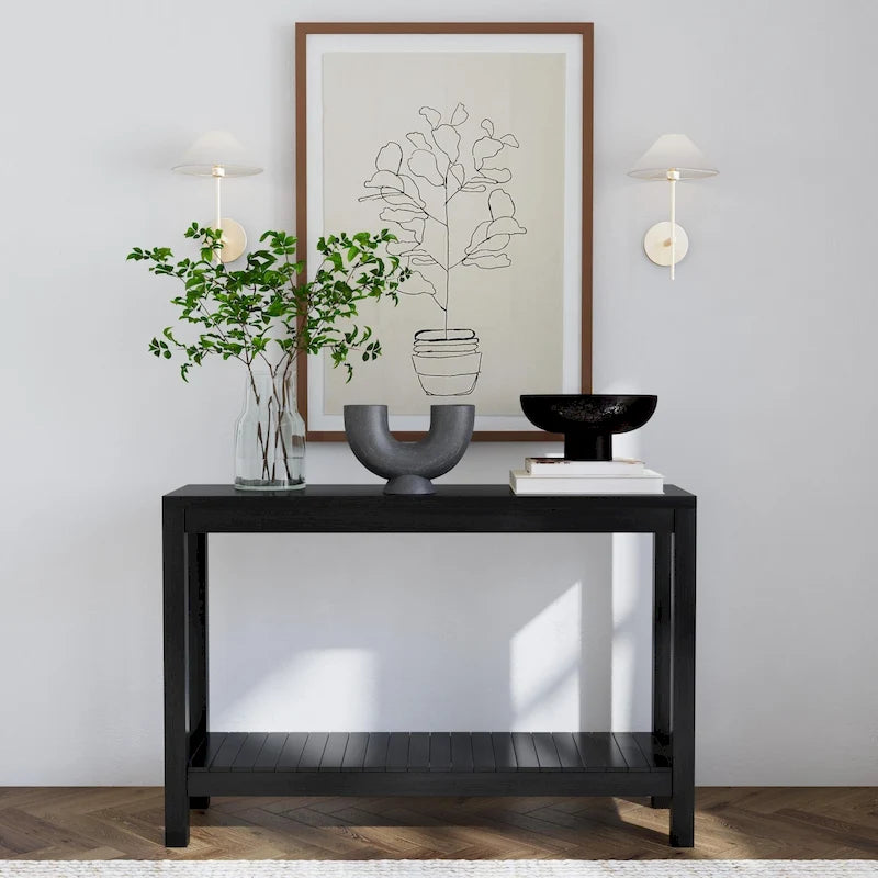 Console en bois massif avec étagère